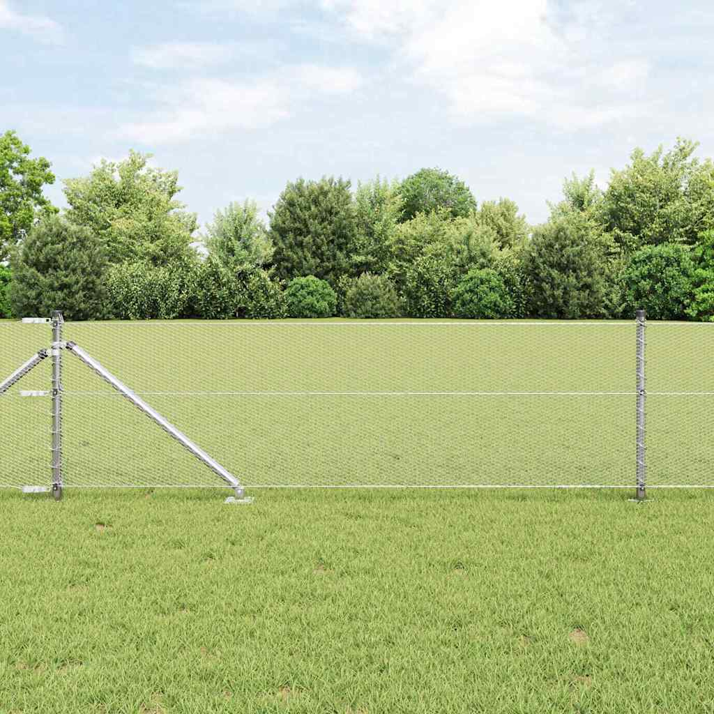 vidaXL Hexagonal Fence with Post 10 x 0.6 m Galvanised Steel Silver 1