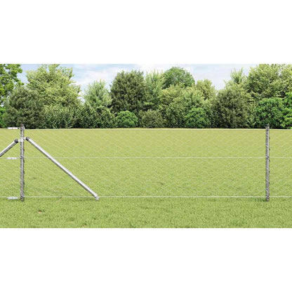 vidaXL Hexagonal Fence with Post 10 x 0.6 m Galvanised Steel Silver 1