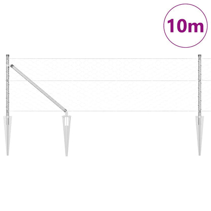 vidaXL Hexagonal Fence with Post 10 x 0.6 m Galvanised Steel Silver 3