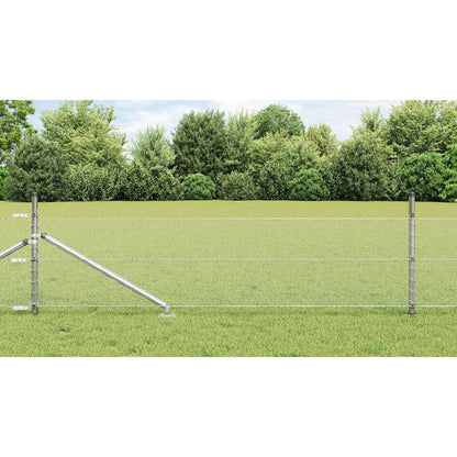 vidaXL Hexagonal Fence with Post 10 x 0.8 m Galvanised Steel Silver 1