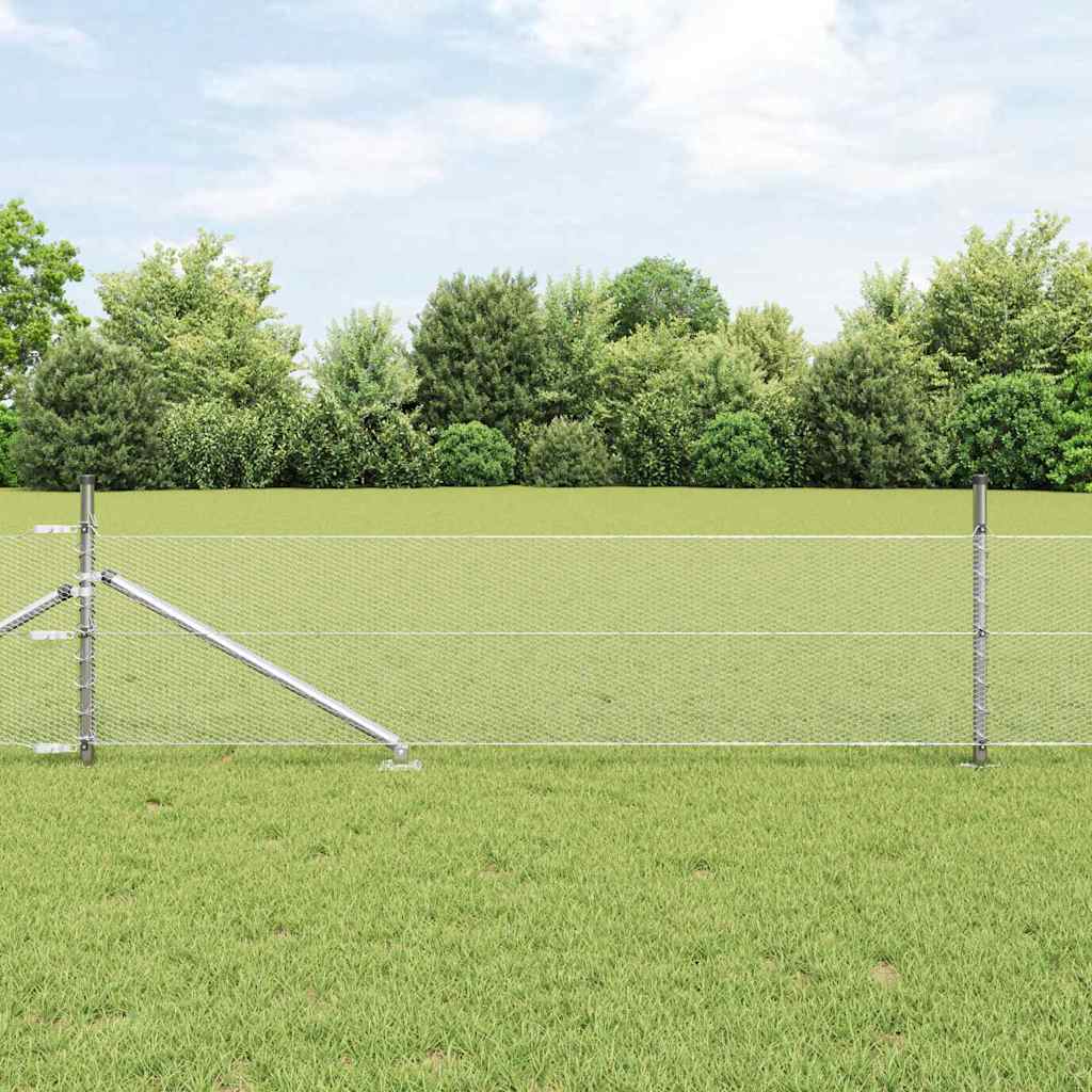 vidaXL Hexagonal Fence with Post 10 x 0.8 m Galvanised Steel Silver 4