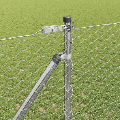 Hexagonal Fence with Post 100 x 1 m Silver Galvanised Steel mesh Size 36 mm mesh 1.4 m