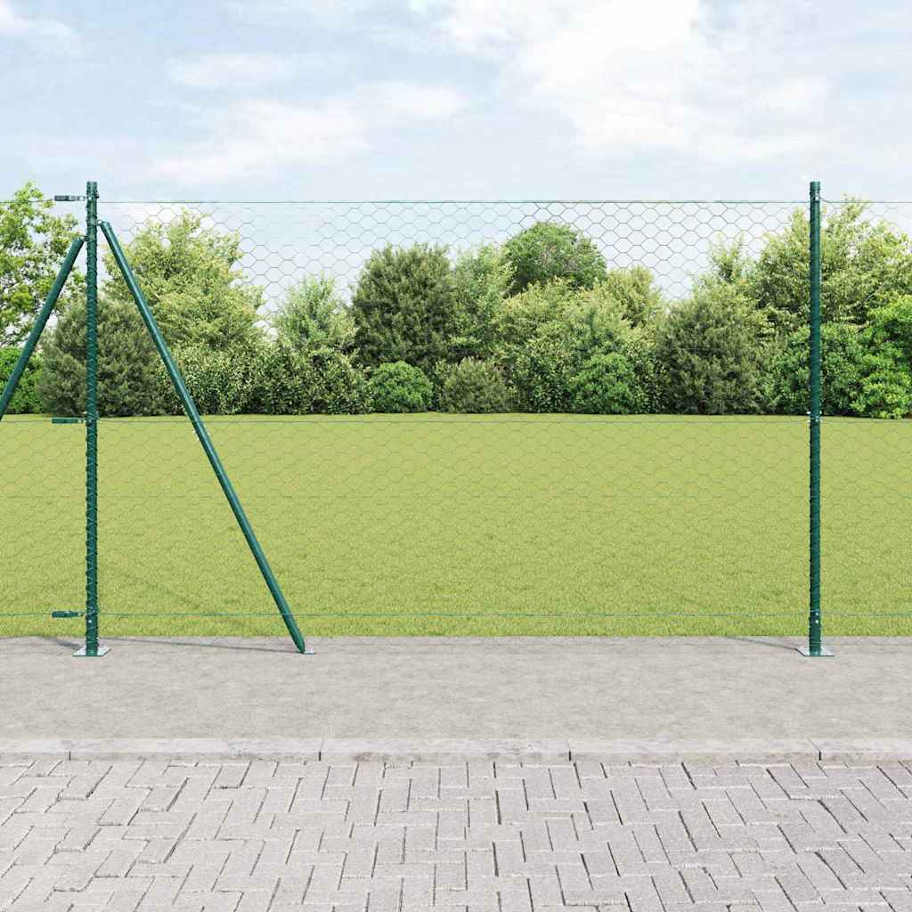 vidaXL Hexagonal Fence with Concrete Base 10 x 1.4 m PVC-Coated Steel 1