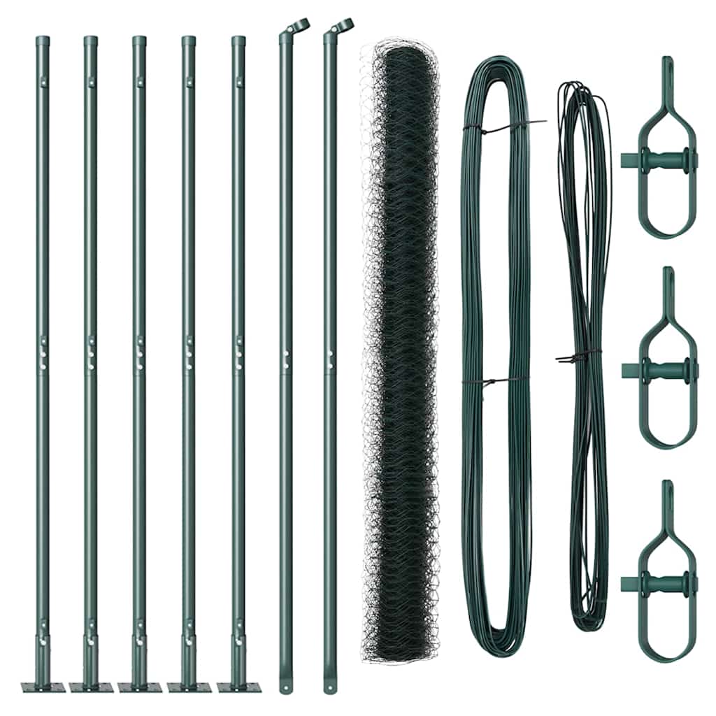 vidaXL Hexagonal Fence with Concrete Base 10 x 1.4 m PVC-Coated Steel 2