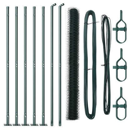vidaXL Hexagonal Fence with Concrete Base 10 x 1.4 m PVC-Coated Steel 2
