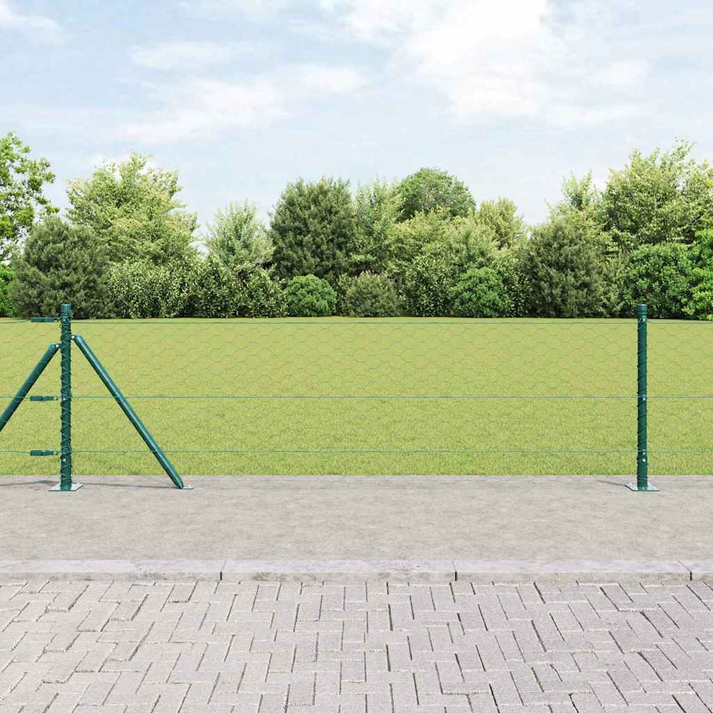 vidaXL Hexagonal Fence with Concrete Base 25 x 0.6 m PVC-Coated Steel 1