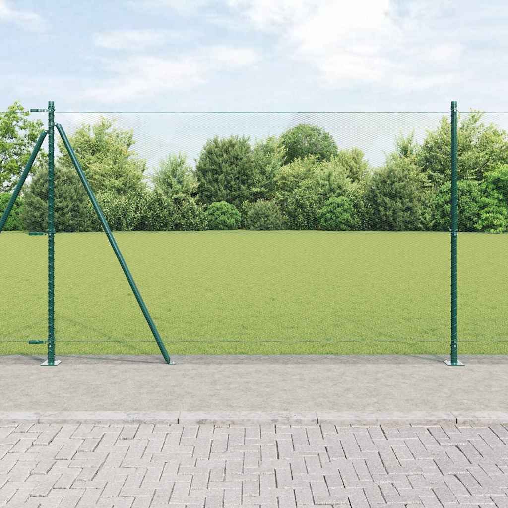 vidaXL Hexagonal Fence with Concrete Base 25 x 0.4 m PVC-Coated Steel mesh Size 13 mm mesh Green