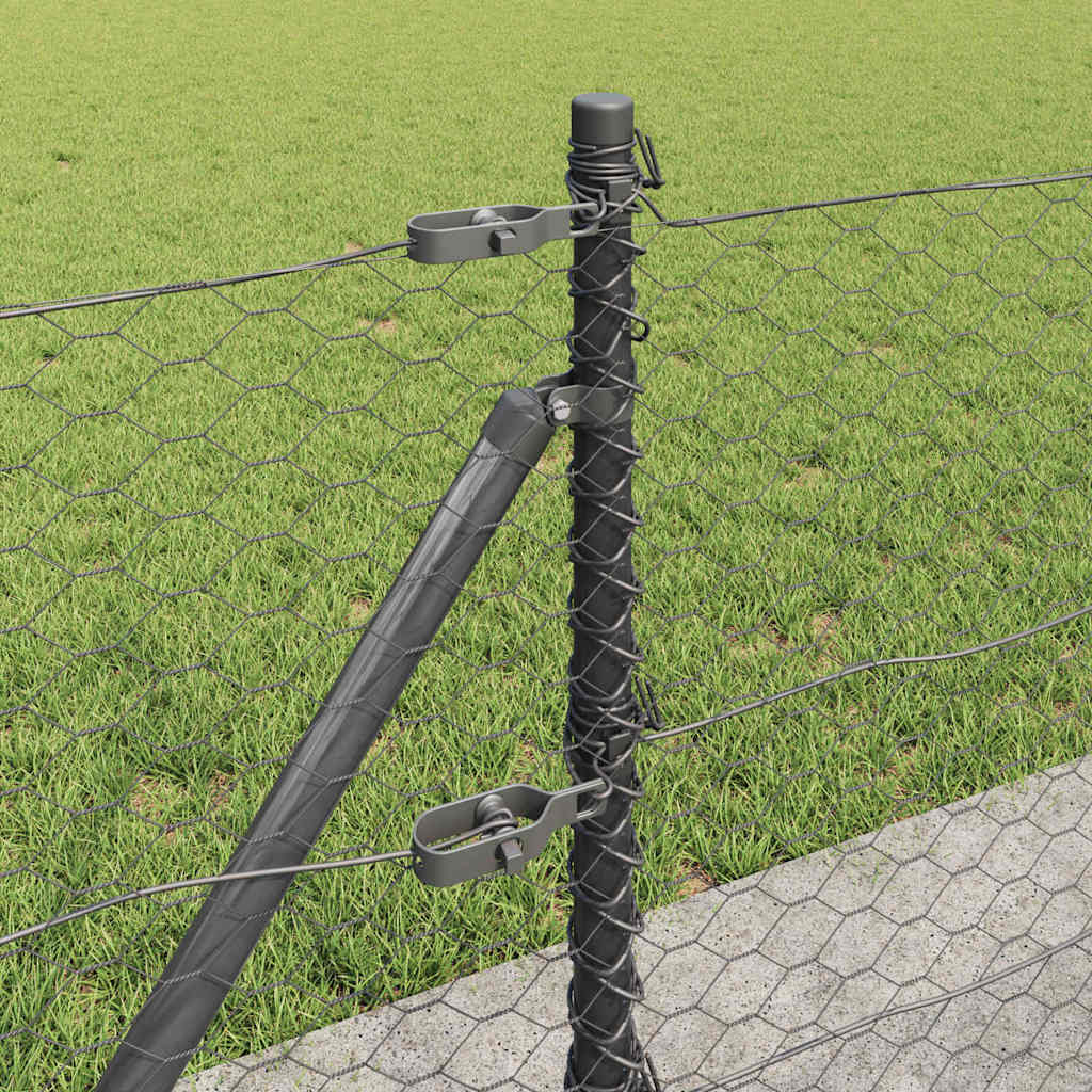 vidaXL Hexagonal Fence with Concrete Base 25 x 0.5 m PVC-Coated Steel 5