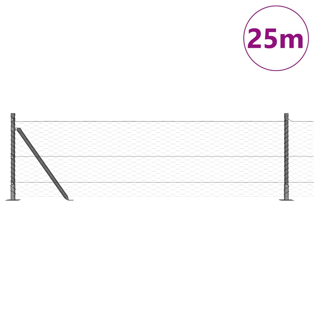 vidaXL Hexagonal Fence with Concrete Base 25 x 0.5 m PVC-Coated Steel 3