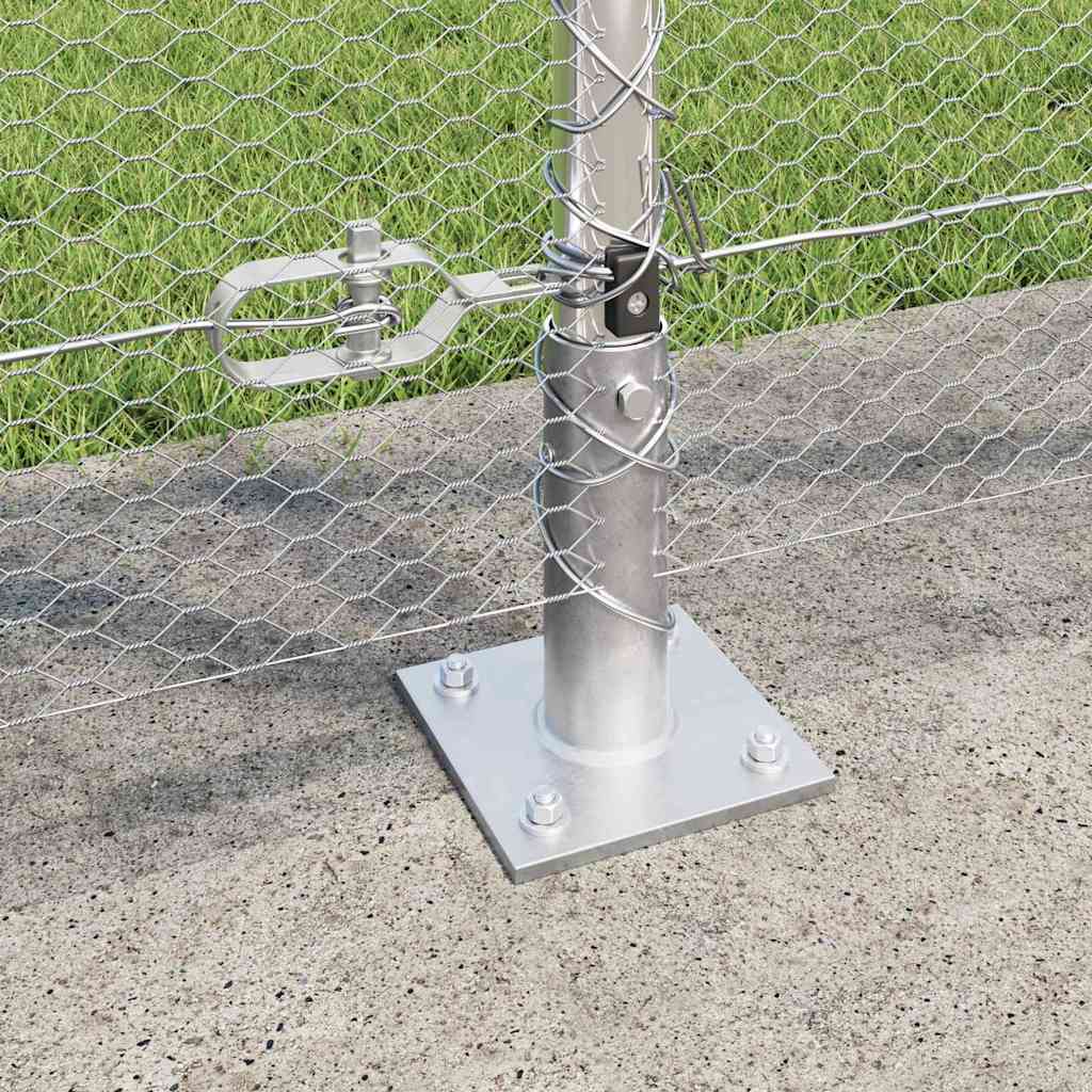 vidaXL Hexagonal Fence with Concrete Base 10 x 1.2 m Galvanised Steel 4