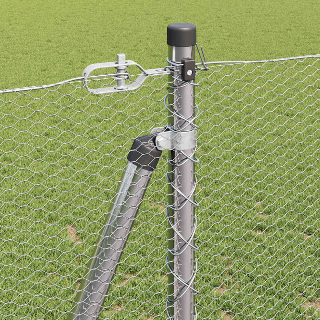 vidaXL Hexagonal Fence with Concrete Base 10 x 1.2 m Galvanised Steel 5