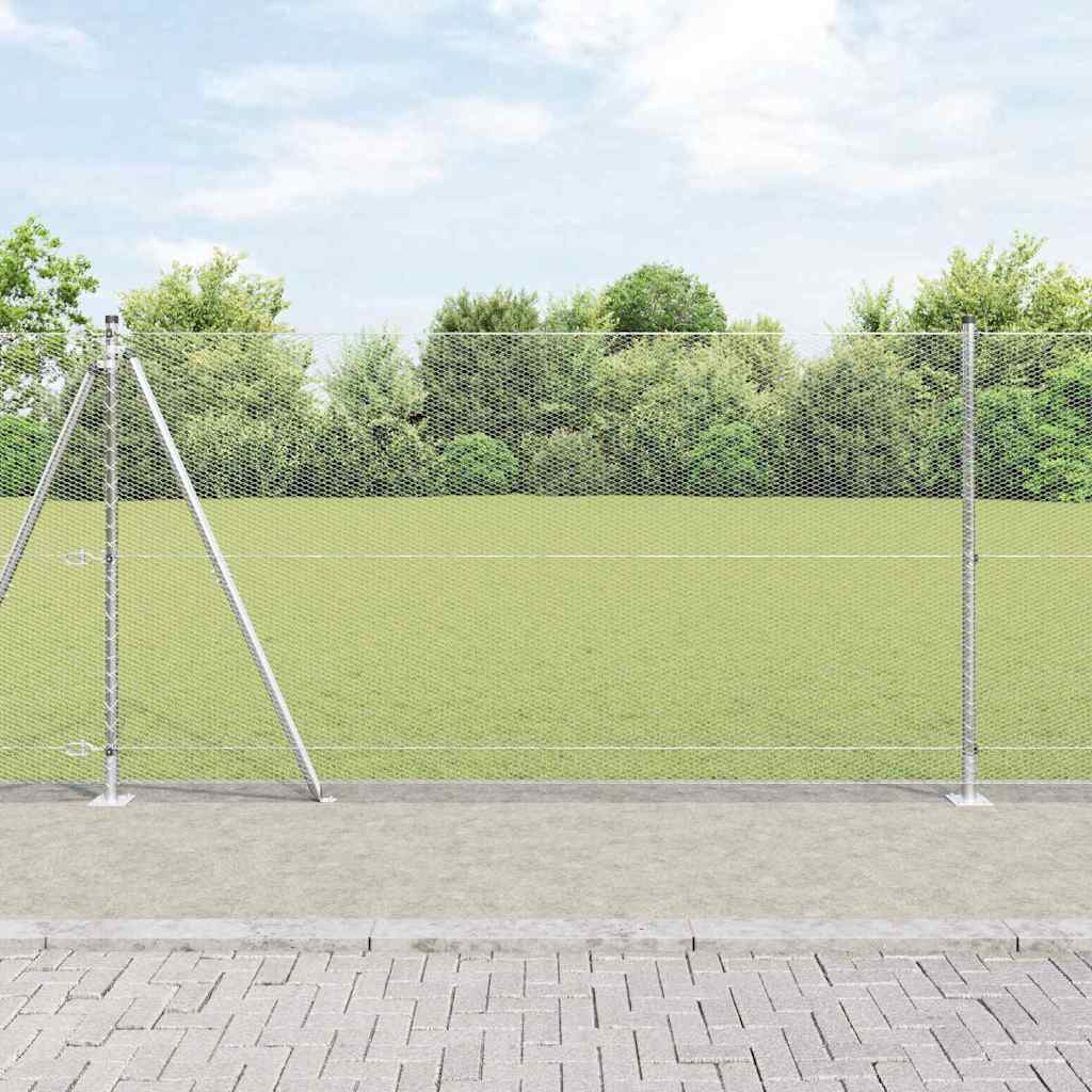vidaXL Hexagonal Fence with Concrete Base 10 x 1.2 m Galvanised Steel 1
