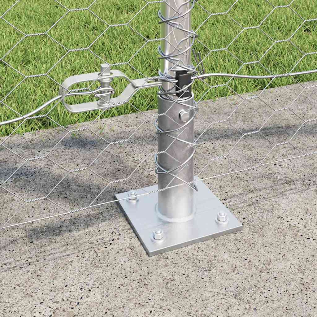 vidaXL Hexagonal Fence with Concrete Base 10 x 1.2 m Galvanised Steel 4