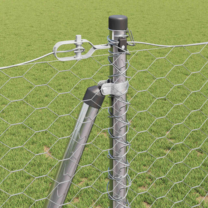 vidaXL Hexagonal Fence with Concrete Base 10 x 1.2 m Galvanised Steel 5