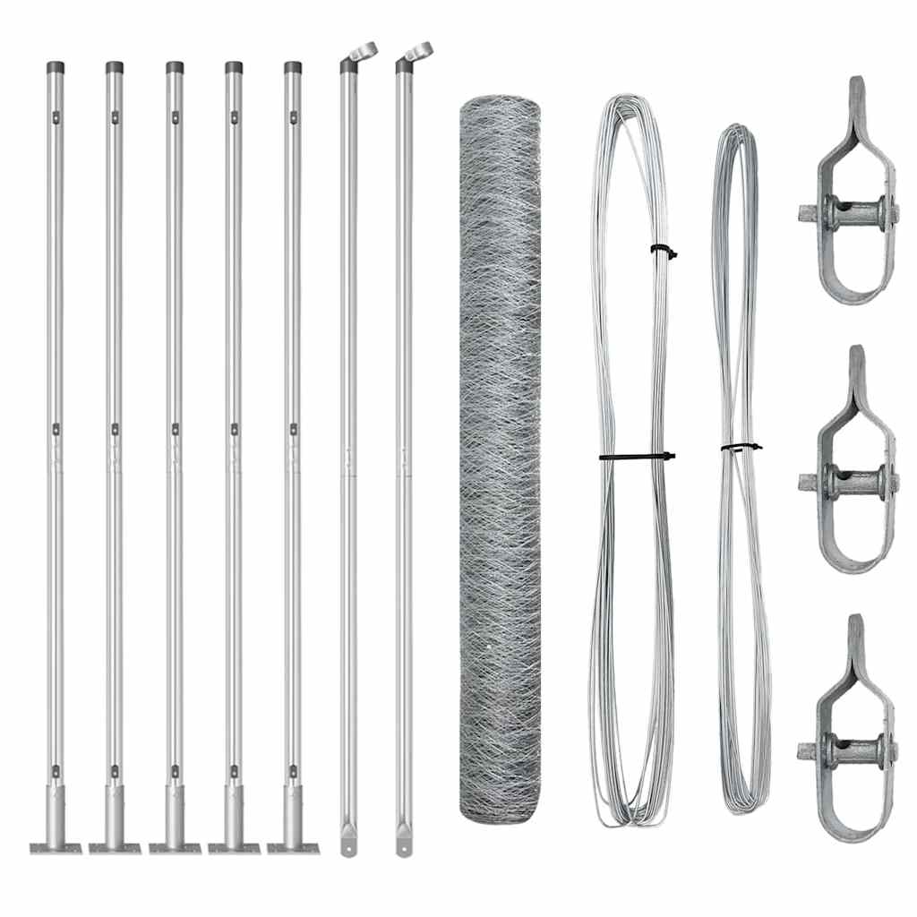 vidaXL Hexagonal Fence with Concrete Base 10 x 1.2 m Galvanised Steel 2