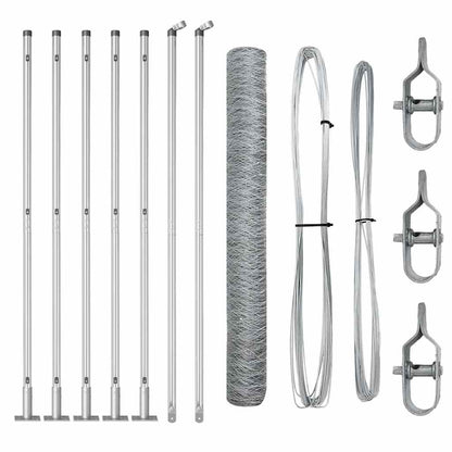 vidaXL Hexagonal Fence with Concrete Base 10 x 1.2 m Galvanised Steel 2