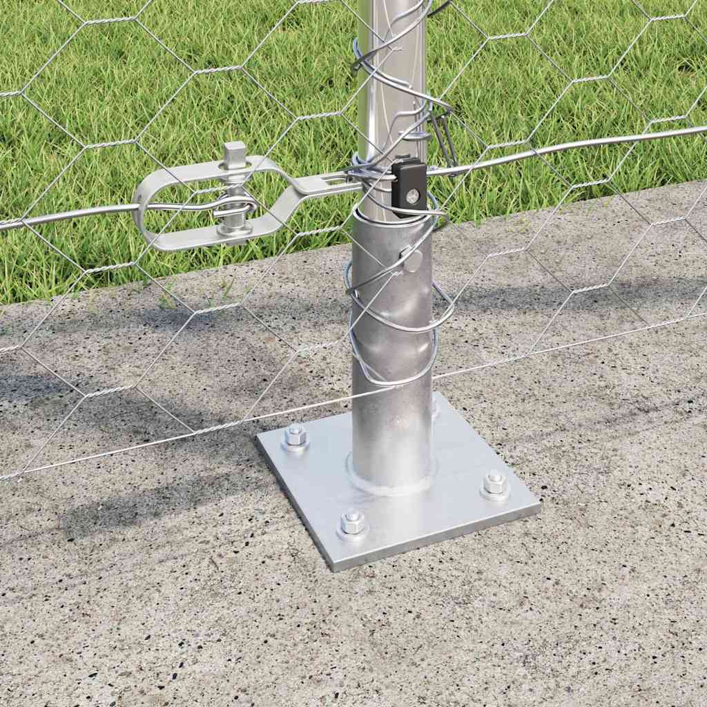 vidaXL Hexagonal Fence with Concrete Base 10 x 1.2 m Galvanised Steel 4