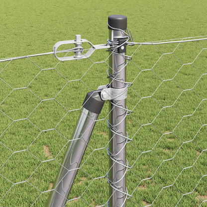 vidaXL Hexagonal Fence with Concrete Base 10 x 1.2 m Galvanised Steel 5