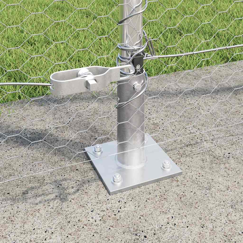 vidaXL Hexagonal Fence with Concrete Base 10 x 1.4 m Galvanised Steel 4
