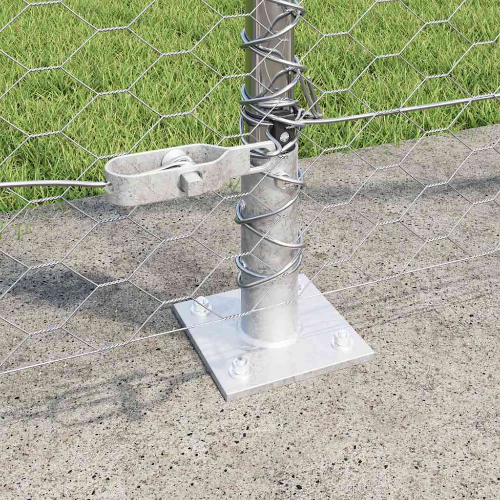 vidaXL Hexagonal Fence with Concrete Base 10 x 1.4 m Galvanised Steel 4