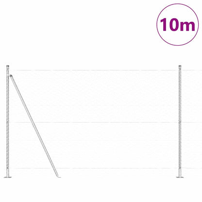 vidaXL Hexagonal Fence with Concrete Base 10 x 1.4 m Galvanised Steel 3