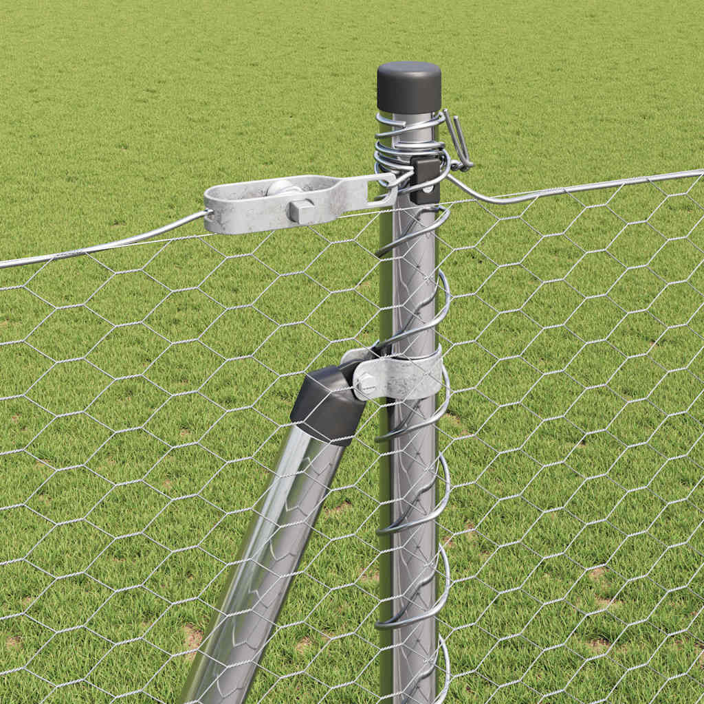 vidaXL Hexagonal Fence with Concrete Base 10 x 1.5 m Galvanised Steel 5