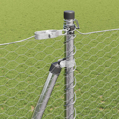 vidaXL Hexagonal Fence with Concrete Base 10 x 1.5 m Galvanised Steel 5