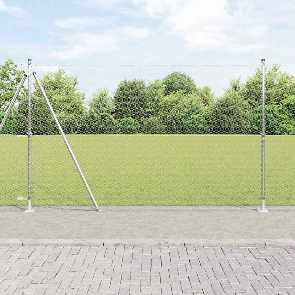 vidaXL Hexagonal Fence with Concrete Base 10 x 1.5 m Galvanised Steel 1