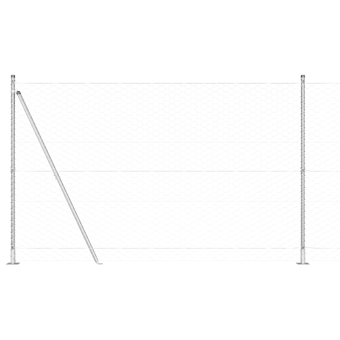 vidaXL Hexagonal Fence with Concrete Base 10 x 1.5 m Galvanised Steel 4