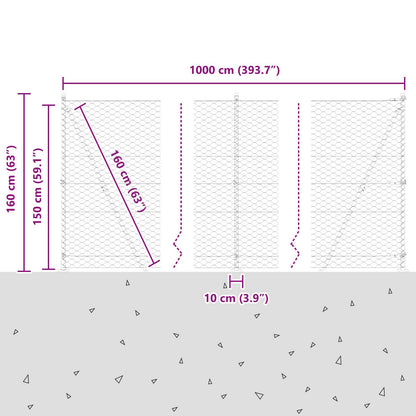 vidaXL Hexagonal Fence with Concrete Base 10 x 1.5 m Galvanised Steel 5