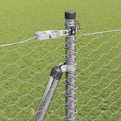 vidaXL Hexagonal Fence with Concrete Base 10 x 1.6 m Galvanised Steel 5