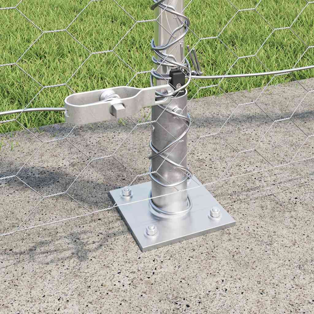 vidaXL Hexagonal Fence with Concrete Base 10 x 1.6 m Galvanised Steel 4