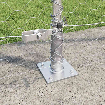 vidaXL Hexagonal Fence with Concrete Base 10 x 1.6 m Galvanised Steel 4