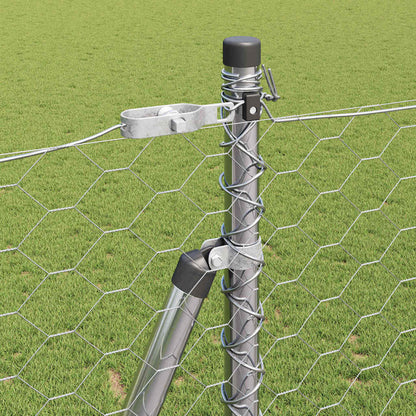 vidaXL Hexagonal Fence with Concrete Base 10 x 1.6 m Galvanised Steel 5