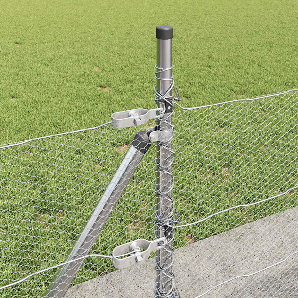vidaXL Hexagonal Fence with Concrete Base 25 x 0.5 m Galvanised Steel 5