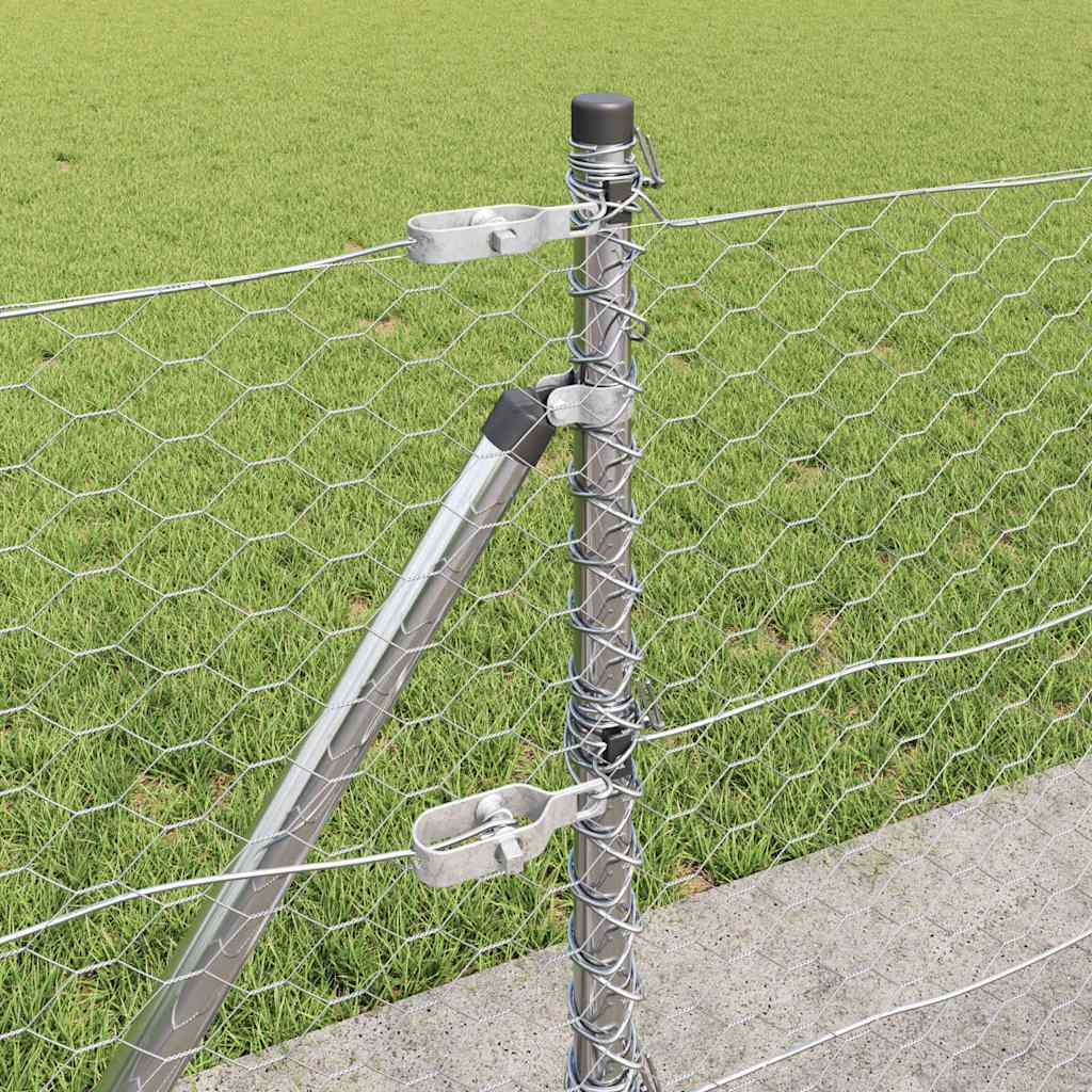 vidaXL Hexagonal Fence with Concrete Base 25 x 0.5 m Galvanised Steel 5