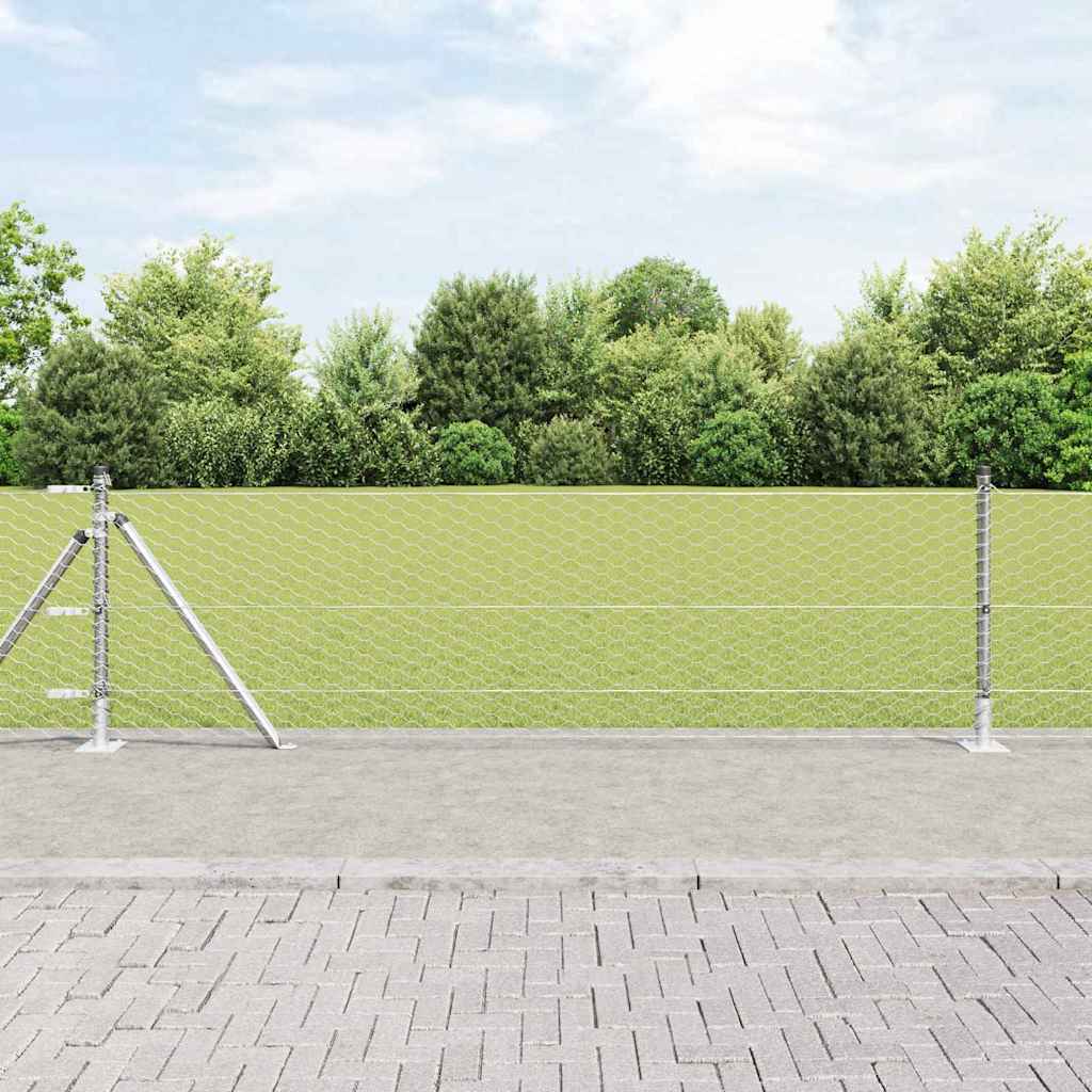 vidaXL Hexagonal Fence with Concrete Base 25 x 0.5 m Galvanised Steel 1