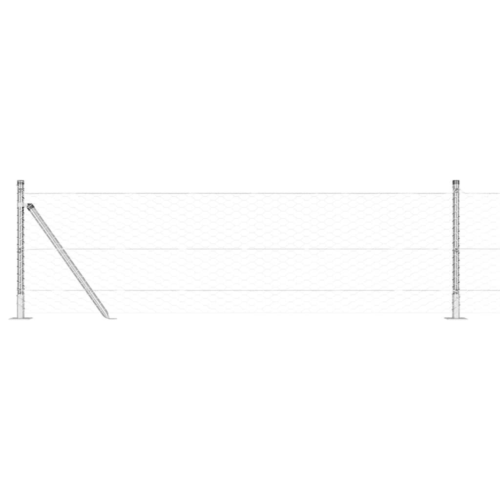 vidaXL Hexagonal Fence with Concrete Base 25 x 0.5 m Galvanised Steel 2