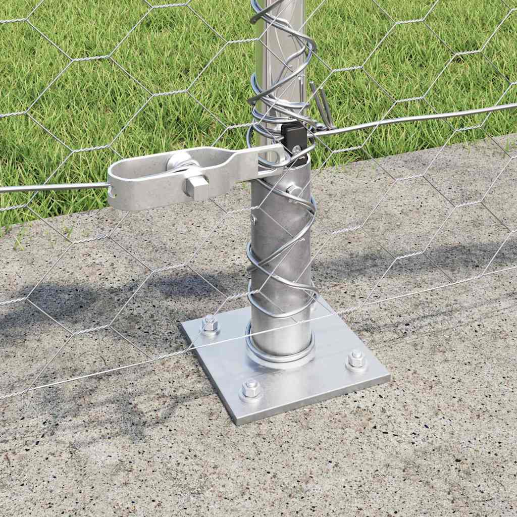 vidaXL Hexagonal Fence with Concrete Base 25 x 0.5 m Galvanised Steel 4