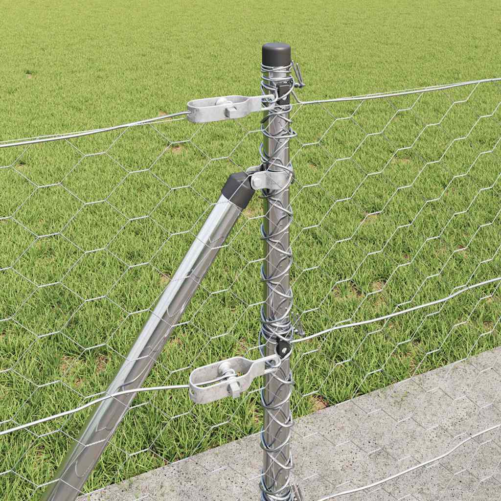 vidaXL Hexagonal Fence with Concrete Base 25 x 0.5 m Galvanised Steel 5