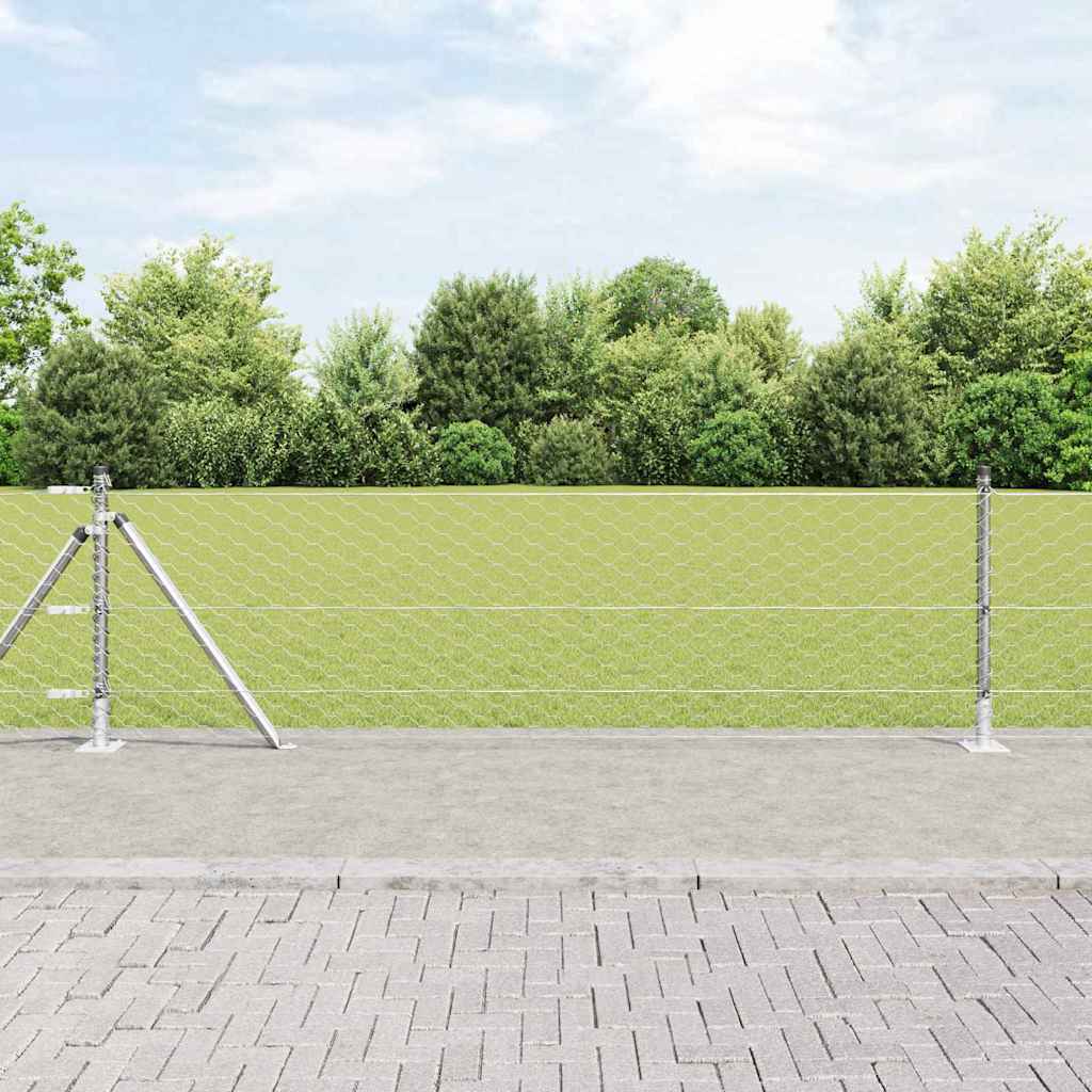 vidaXL Hexagonal Fence with Concrete Base 25 x 0.5 m Galvanised Steel 1
