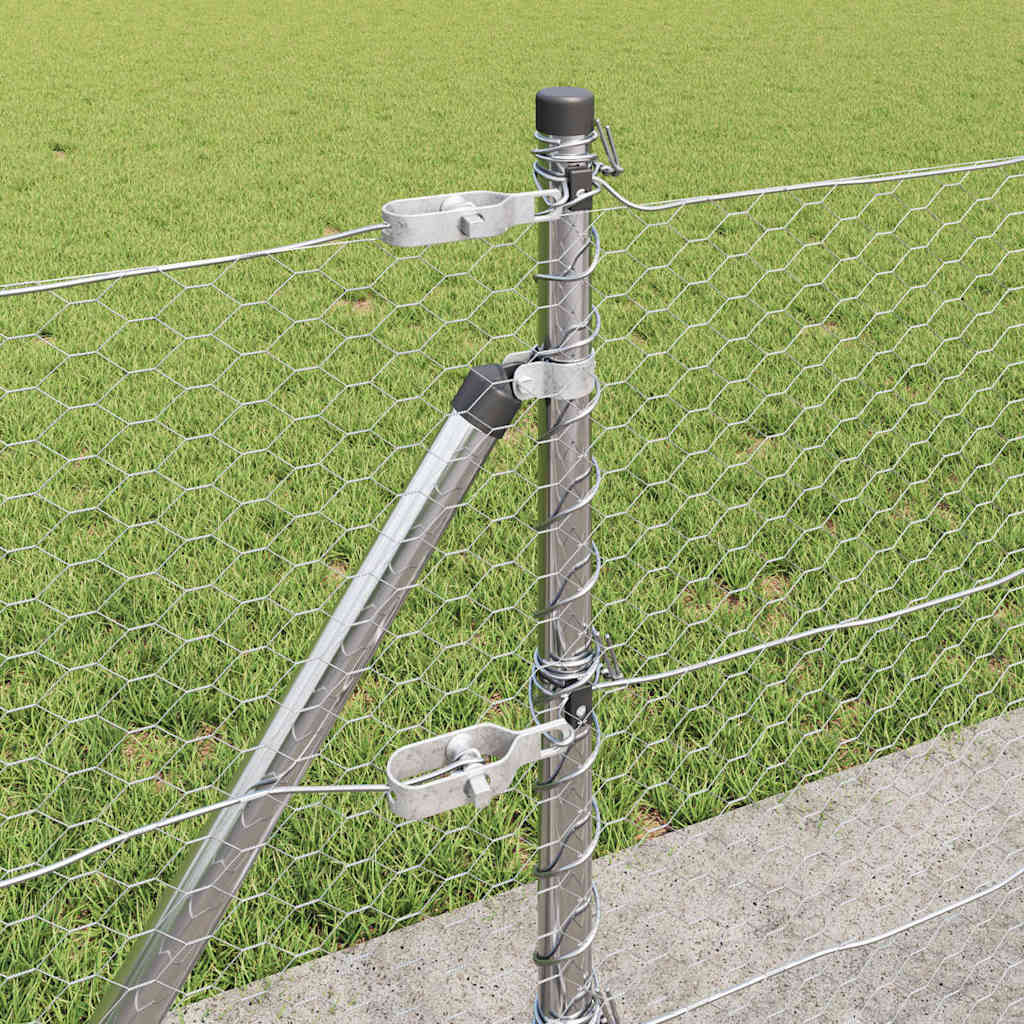 vidaXL Hexagonal Fence with Concrete Base 25 x 0.6 m Galvanised Steel 5