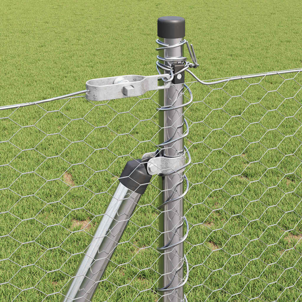 vidaXL Hexagonal Fence with Concrete Base 25 x 0.8 m Galvanised Steel 5