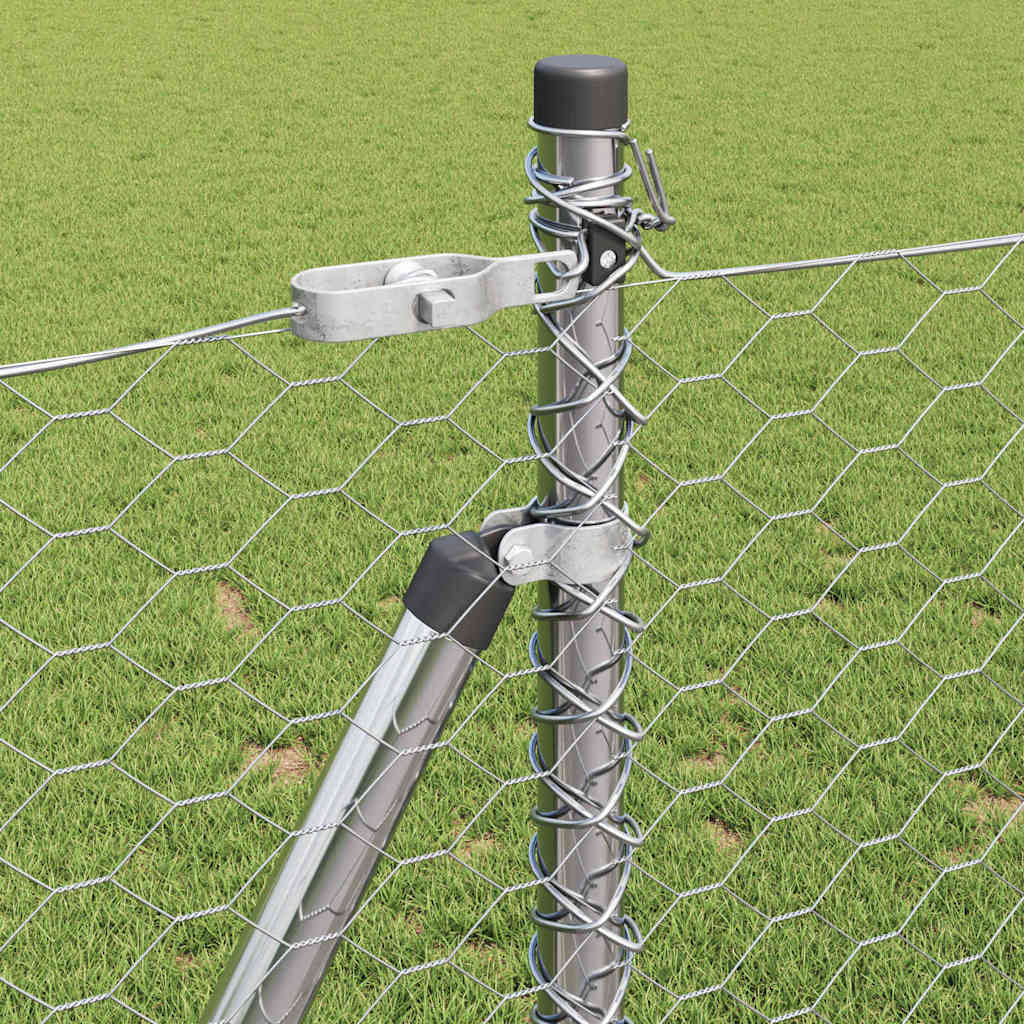 vidaXL Hexagonal Fence with Concrete Base 25 x 0.8 m Galvanised Steel 5