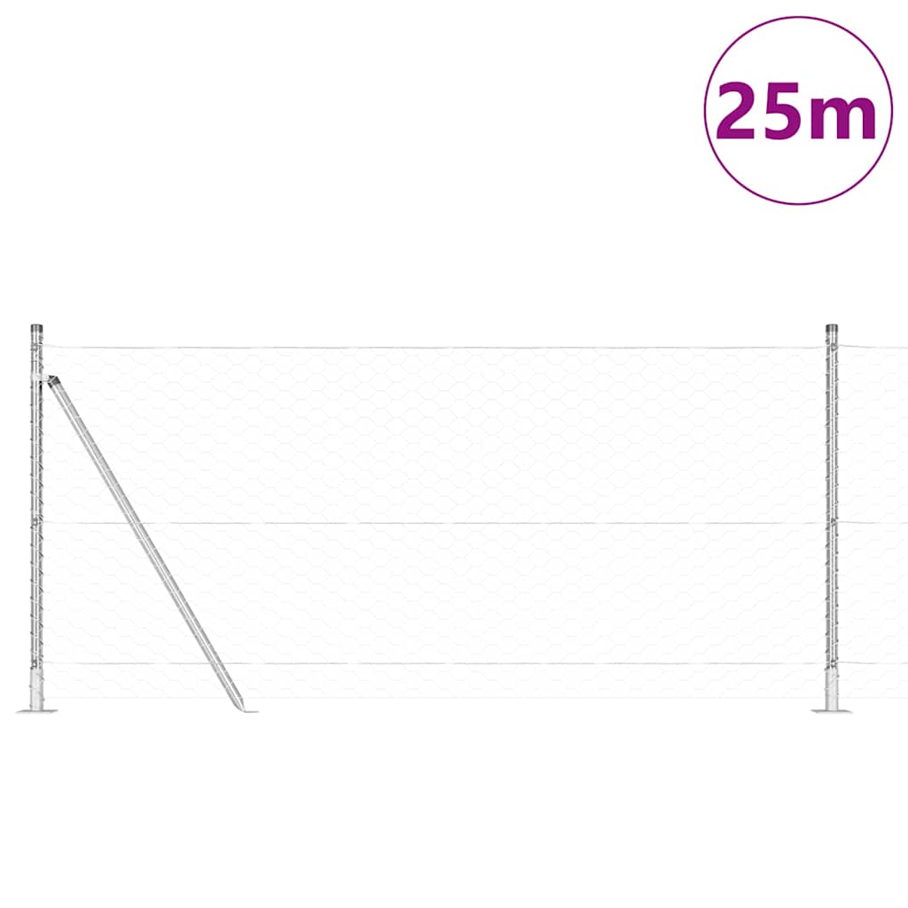 vidaXL Hexagonal Fence with Concrete Base 25 x 0.8 m Galvanised Steel 3