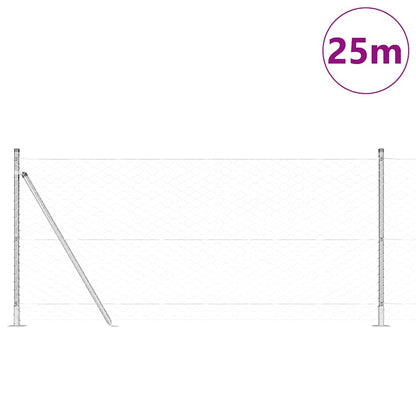vidaXL Hexagonal Fence with Concrete Base 25 x 0.8 m Galvanised Steel 3