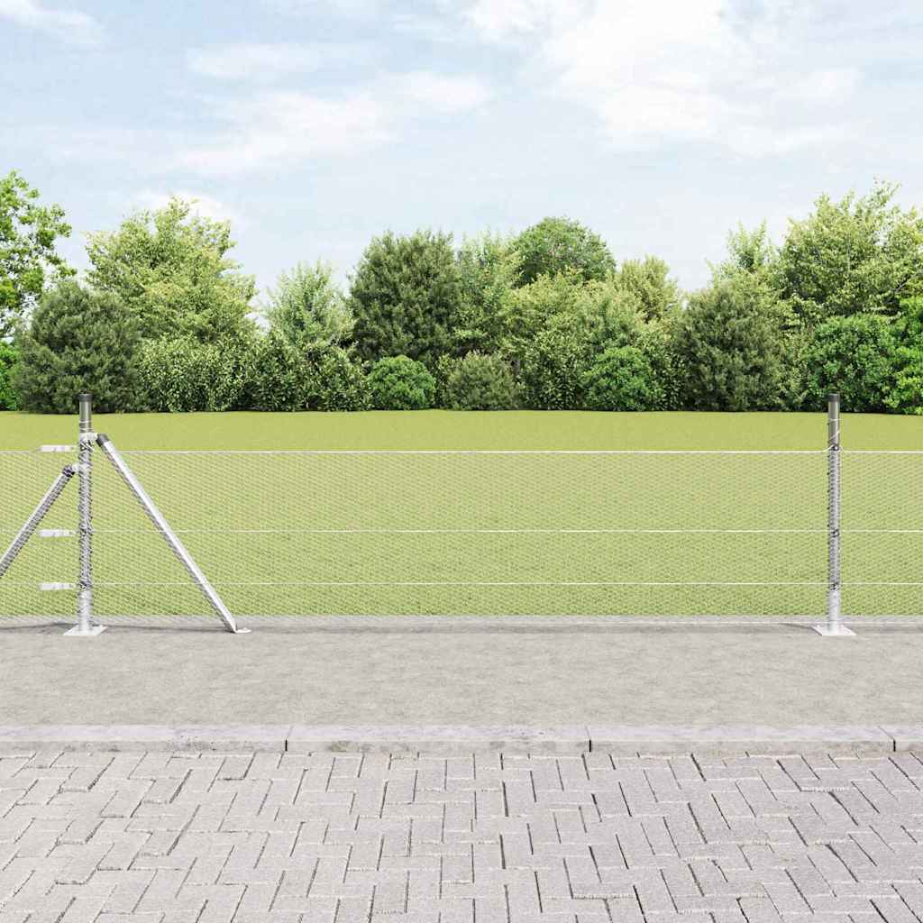 Hexagonal Fence with Concrete Base 100 x 1 m PVC-Coated Steel Length 100 m Galvanised steel 0.4 m 13 mm mesh