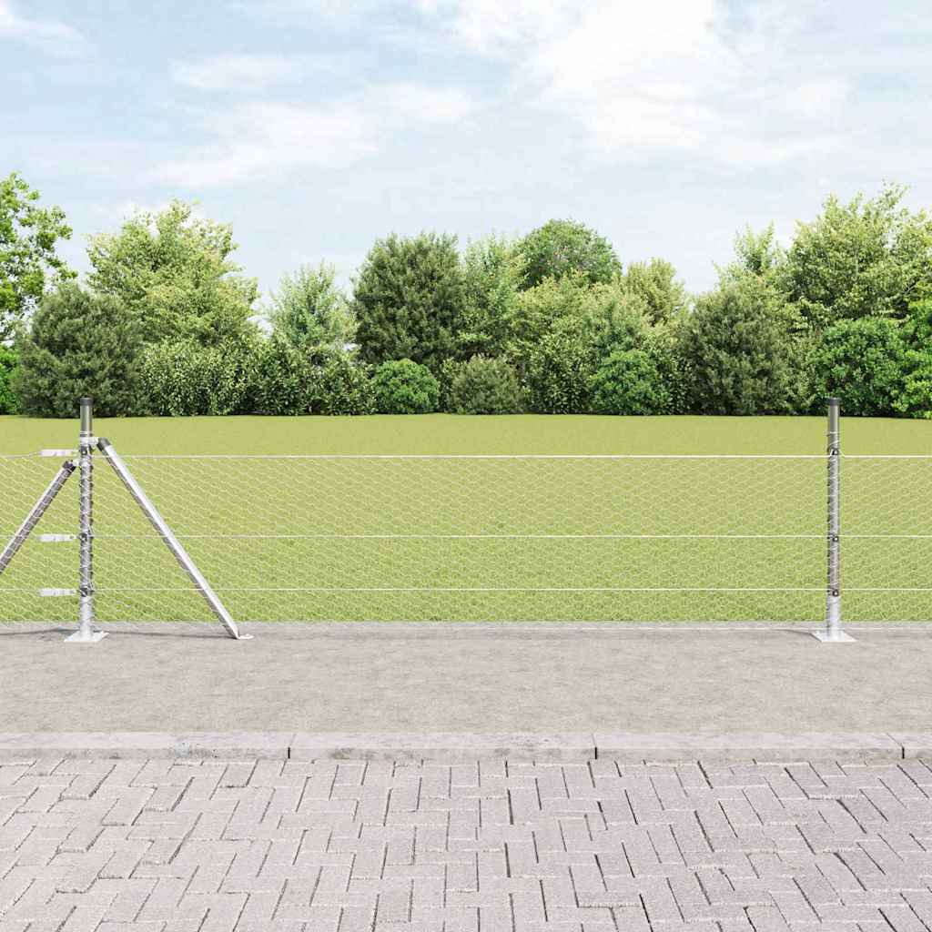Hexagonal Fence with Concrete Base 100 x 1 m PVC-Coated Steel Length 100 m Galvanised steel 0.4 m 25 mm mesh