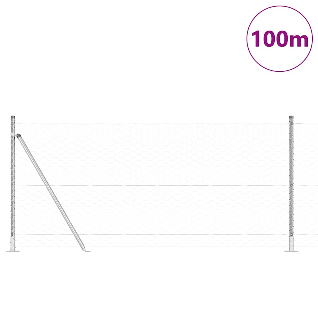 Hexagonal Fence with Concrete Base 100 x 1 m PVC-Coated Steel Length 100 m Galvanised steel 0.8 m 50 mm mesh