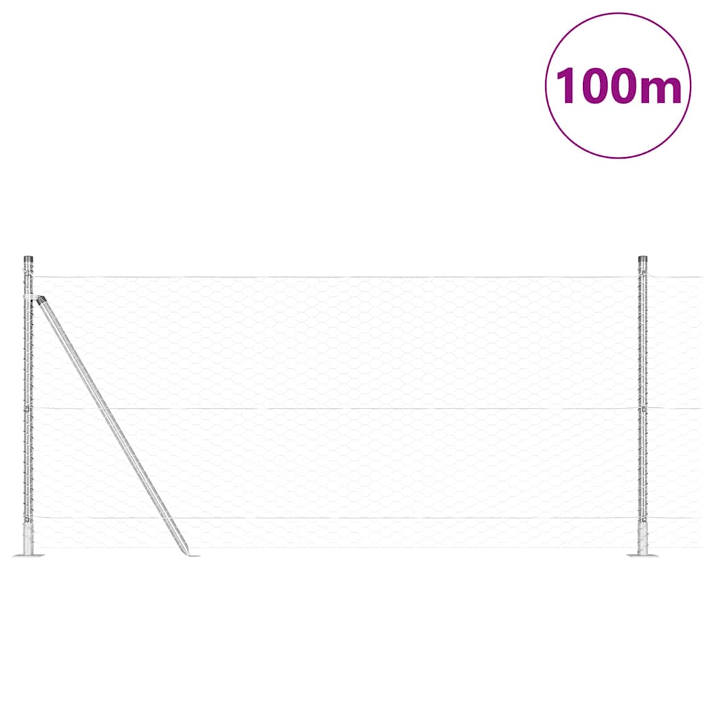 Hexagonal Fence with Concrete Base 100 x 1 m PVC-Coated Steel Length 100 m Galvanised steel 1 m 36 mm mesh